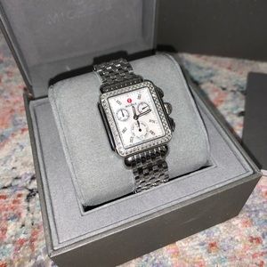 Michele Womens Diamond Deco 18 Stainless Watch